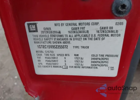 2005 GMC Sierra 1500 Sle из США, поврежденный, VIN 1GTEC19V95Z255072